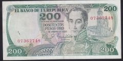 Kolombiya 200 Pesos Oro 1980 Çok Çok Temiz Pick419