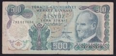 6.EMİSYON 2.TERTİP 500 LİRA Z91 617658 TEMİZ