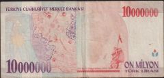 7.Emisyon 10 000 000 Lira A90 029328 Çok Temiz