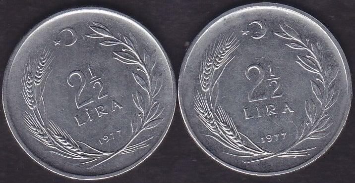 1977 Yılı 2.5 Lira (Ters Düz Takım)