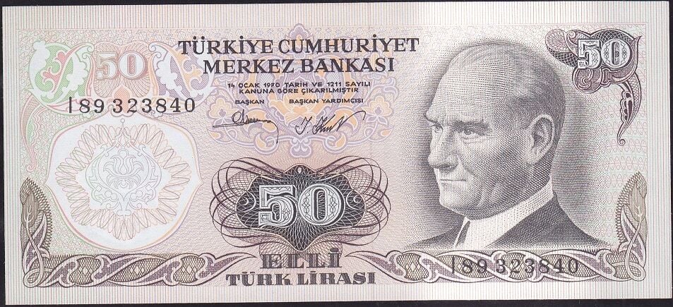6.Emisyon 2.Tertip 50 Lira I89 323840 Çil