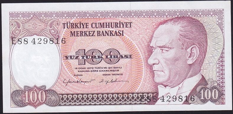7.Emisyon 2.Tertip 100 Lira E88 429816 Çilaltı Çil
