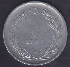 1959 Yılı 1 Lira Çok Temiz ( Düz )