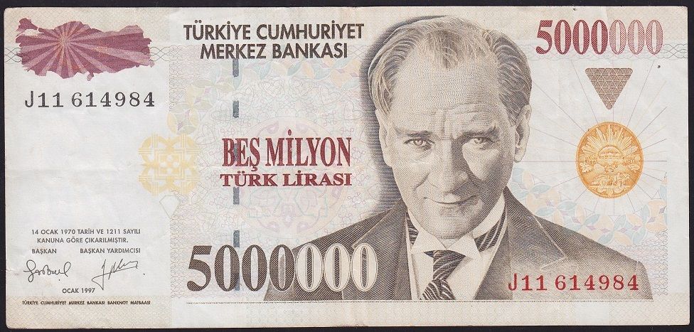 7.Emisyon 5 000 000 Lira J11 614984 Çok Temiz+