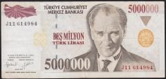 7.Emisyon 5 000 000 Lira J11 614984 Çok Temiz+
