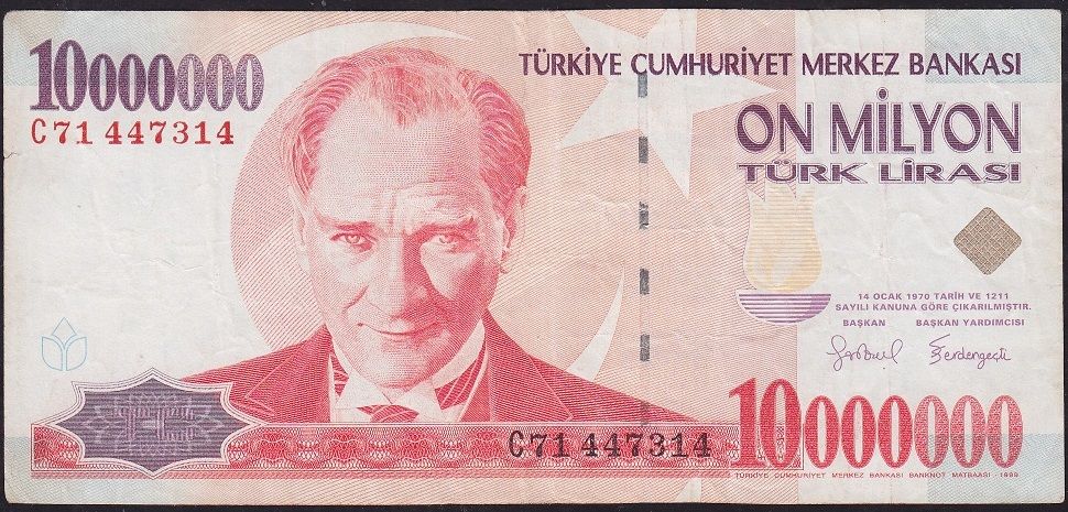 7.Emisyon 10 000 000 Lira C71 447314 Çok Temiz