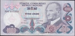 6.Emisyon 1.Tertip 1000 Lira A06 407470 Çok Temiz+