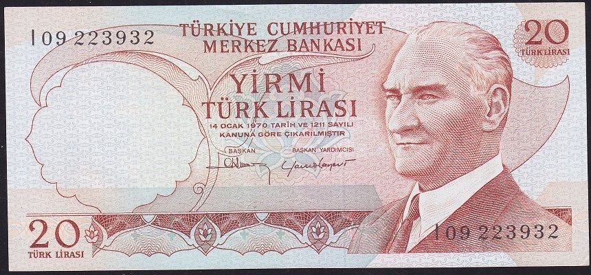 6.Emisyon 4.Tertip 20 Lira I09 223932 Çilaltı