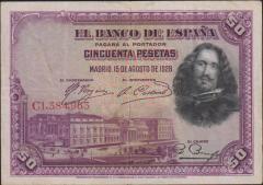 İspanya 50 Pesetas 1928 Çok Temiz+ Pick 75b