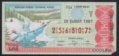 1987 28 ŞUBAT YARIM BİLET Y SERİSİ