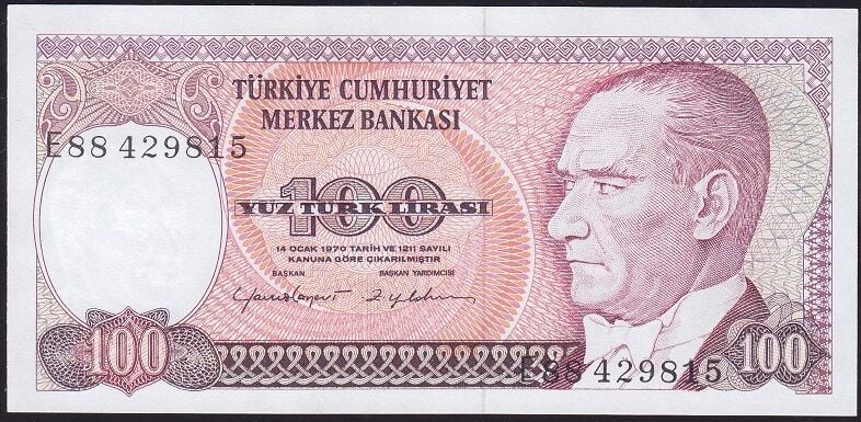 7.Emisyon 2.Tertip 100 Lira E88 429815 Çilaltı Çil
