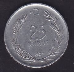 1959 Yılı 25 Kuruş Ters