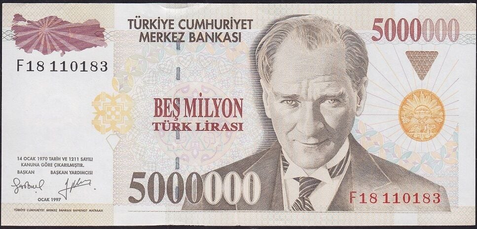 7.Emisyon 5000000 Lira F18 110183 Çilaltı