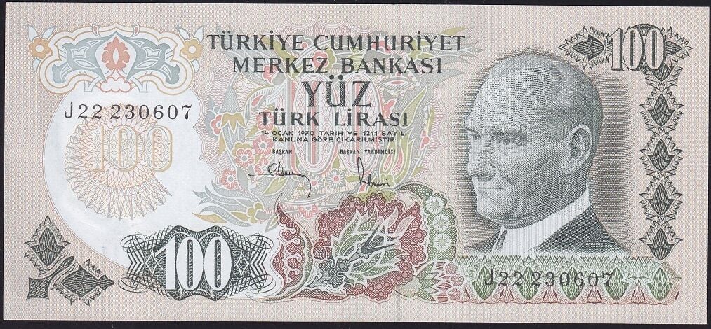 6.Emisyon 3.Tertip 100 Lira J22 230607 Çilaltı Çil