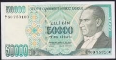 7.Emisyon 2.Tertip 50000 Lira M60 753100 Çil