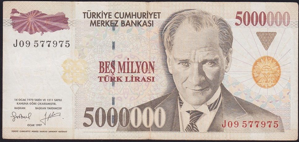 7.Emisyon 5 000 000 Lira J09 577975 Çok Temiz+