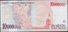 7.Emisyon 10 000 000 Lira C70 296266 Çok Çok Temiz+
