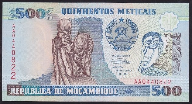 MOZAMBİK 500 METİCAİS 1991 ÇİL eski kağıt para fiyatları