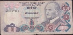 6.Emisyon 1.Tertip 1000 Lira A05 227762 Temiz