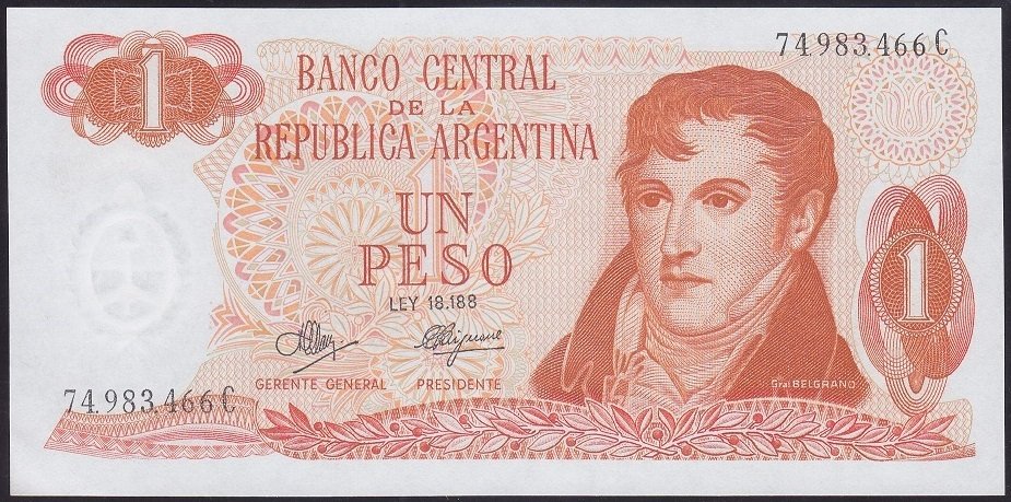 Arjantin 1 Peso 1972 Çilaltı Çil Pic k287c