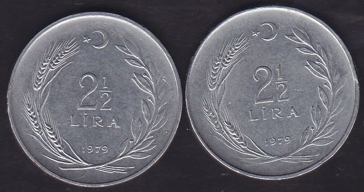 1979 Yılı 2.5 Lira (Ters Düz Takım)