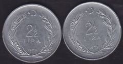 1979 Yılı 2.5 Lira (Ters Düz Takım)
