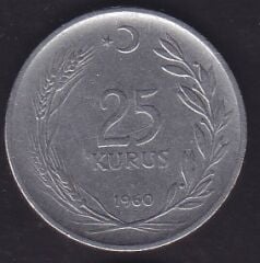 1960 Yılı 25 Kuruş Düz