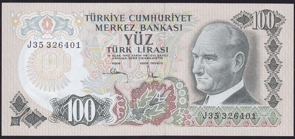 6.Emisyon 3.Tertip 100 Lira J35 326401 Çilaltı Çil