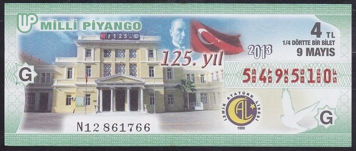 2013 9 MAYIS ÇEYREK BİLET - G SERİSİ