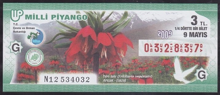 2009 9 MAYIS ÇEYREK BİLET - G SERİSİ