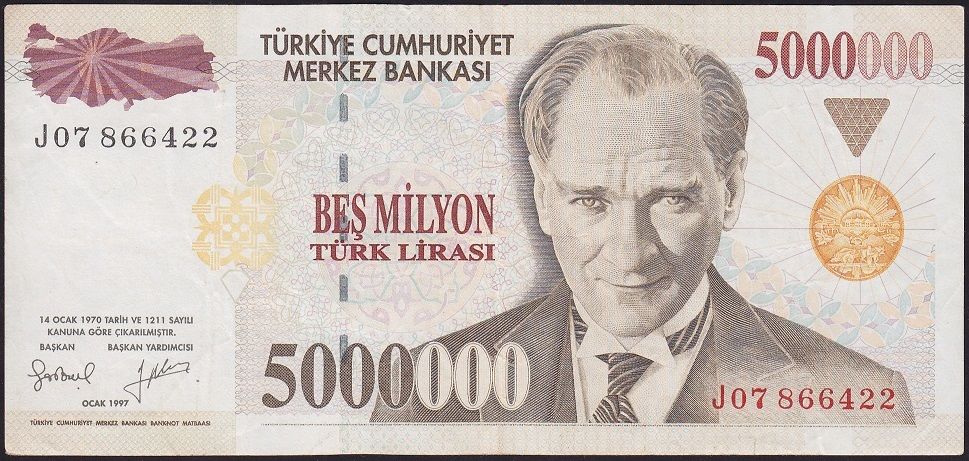 7.Emisyon 5 000 000 Lira J07 866422 Çok Temiz