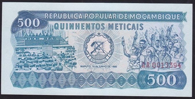 Mozambik 500 Meticais 1980 ÇİL Pick 127