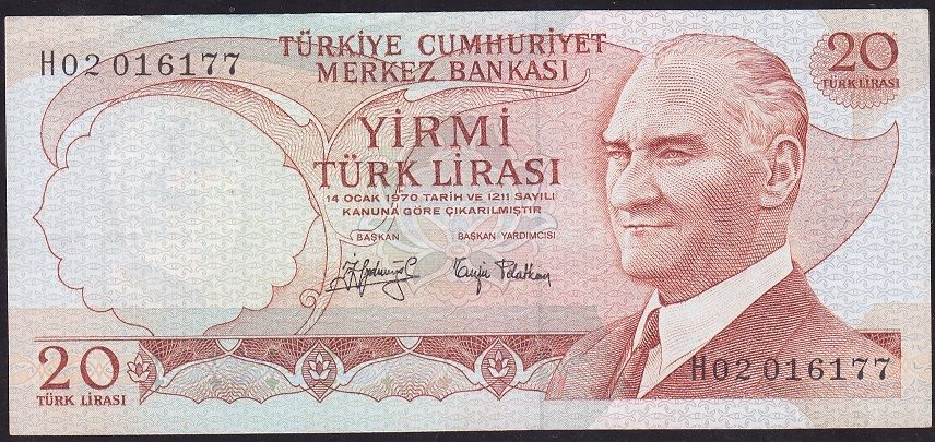 6.Emisyon 3.Tertip 20 Lira H02 016177 Çok Çok Temiz