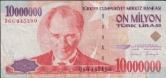 7.Emisyon 10 000 000 Lira D66 445190 Çok Temiz