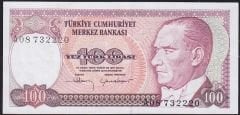 7.Emisyon 1.Tertip 100 Lira A08 732220 Çok Temiz+