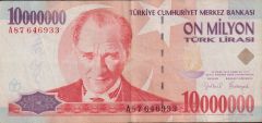 7.Emisyon 10 000 000 Lira A87 646933 Çok Temiz