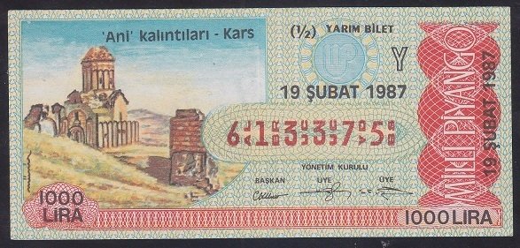 1987 19 ŞUBAT YARIM BİLET Y SERİSİ