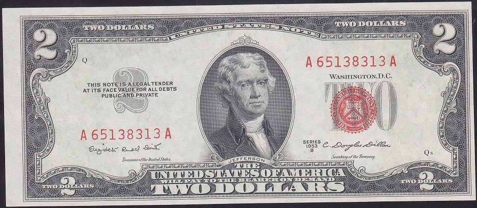AMERİKA 2 DOLAR 1953 B ÇİL KIRMIZI MÜHÜR