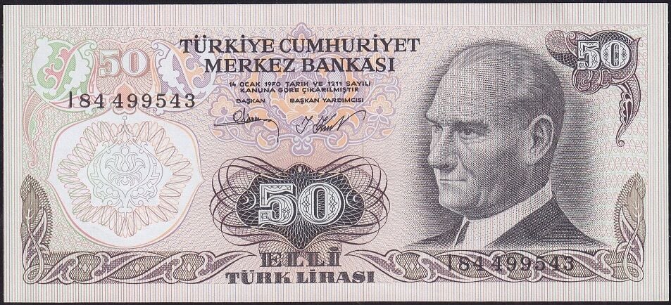 6.Emisyon 2.Tertip 50 Lira I84 499543 Çil