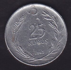 1965 Yılı 25 Kuruş Ters