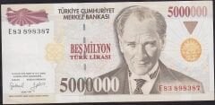 7.Emisyon 5000000 Lira E83 898387 Ççt Çilaltı
