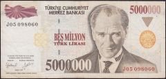 7.Emisyon 5 000 000 Lira J05 098060 Çok Temiz