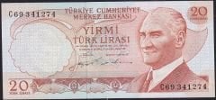 6.Emisyon 2.Tertip 20 Lira C69 341274 Çilaltı