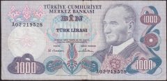 6.Emisyon 1.Tertip 1000 Lira A02 219528 Temiz+