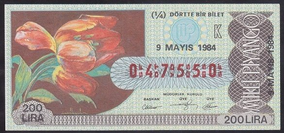 1984 9 MAYIS ÇEYREK BİLET K SERİSİ
