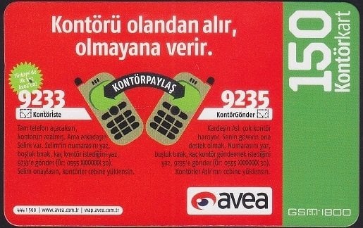 AVEA HAZIR KART 150 KONTÖR - KONTÖR PAYLAŞ - SKT 2010