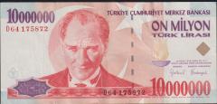 7.Emisyon 10 000 000 Lira D64 175872 Çok Çok Temiz+