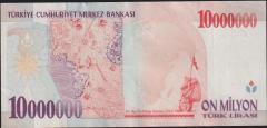 7.Emisyon 10 000 000 Lira D64 175872 Çok Çok Temiz+