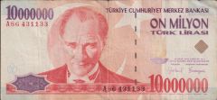 7.Emisyon 10 000 000 Lira A86 431133 Temiz