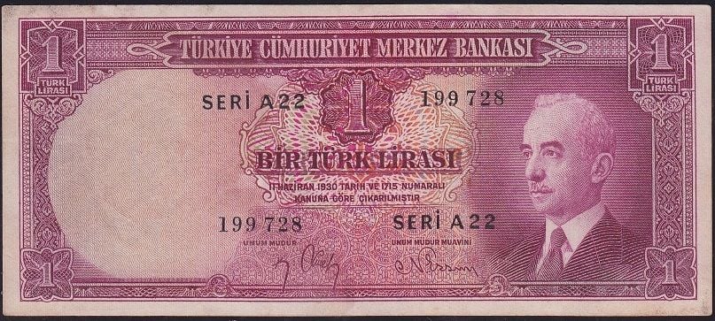 2.Emisyon 1 Lira A22 199728 Çok Temiz+